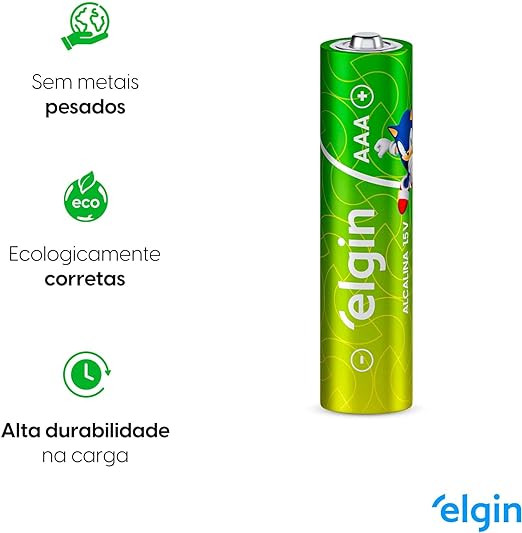 Pilha Alcalina AAA com 16 unidades Elgin Palito