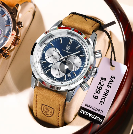 Poedagar marca superior relógio de quartzo masculino à prova dwaterproof água luminosa cronógrafo militar homem relógio de luxo moda relógios de couro para homem