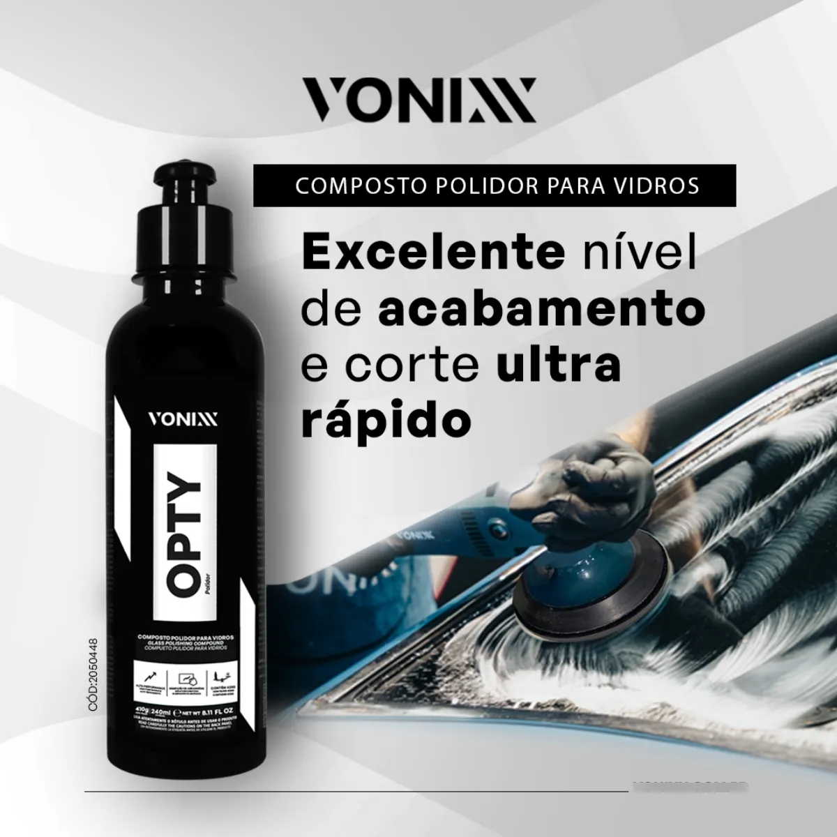 Opty Polidor Vidros Riscos Parabrisa 240ml Composto Vonixx Cor Preto