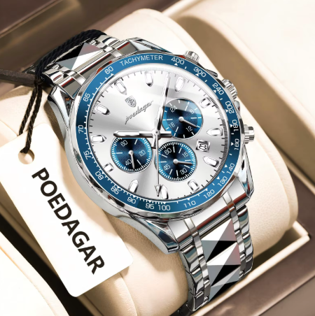 Poedagar marca de luxo relógio masculino à prova dwaterproof água luminosa aço inoxidável relógios masculinos cronógrafo data quartzo relógio de negócios para homem
