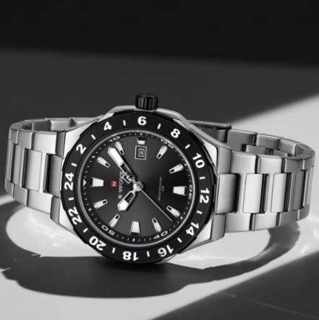 Naviforce 9249 clássico relógio de quartzo moda calendário luz noturna tira aço à prova dwaterproof água relógio luxo masculino reloj hombre