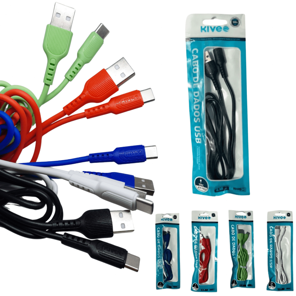 Cabo Carregador De Celular (USB-Tipo-C) - 3.1A - 1M - KV-089 - KIVEE