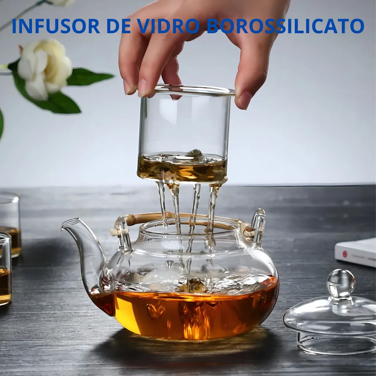 Chaleira De Vidro Para Chá 600ml Com Infusor Lisa Boro
