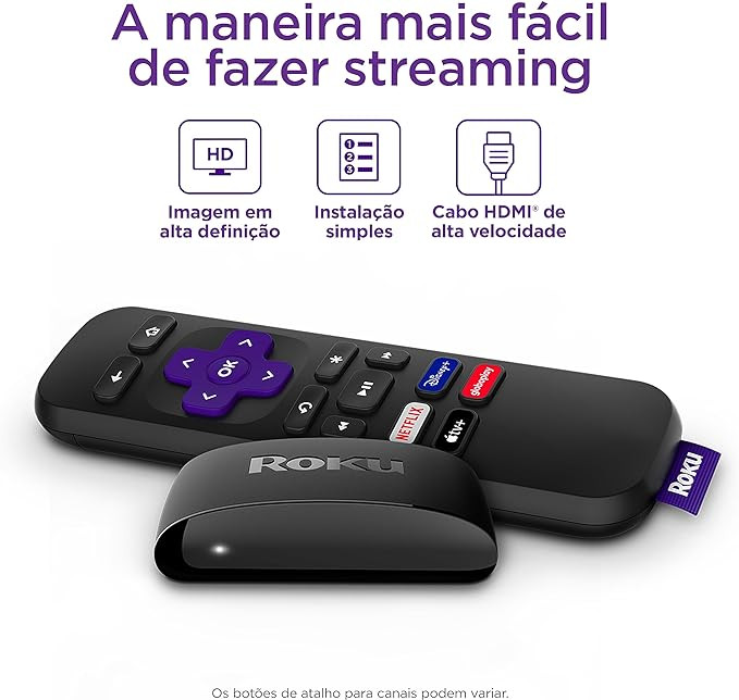 Roku Express - Streaming player Full HD, Transforma sua TV em Smart TV, Com controle remoto e cabo HDMI incluídos