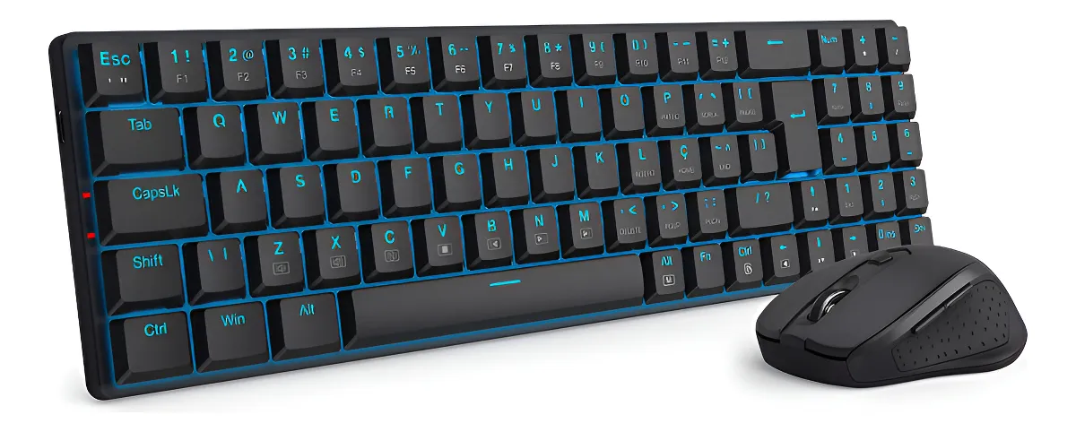 Kit Teclado E Mouse Sem Fio Redragon Bs-8772 Bk Preto Preto Preto