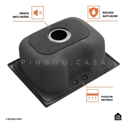 Cuba Gourmet para Cozinha com Acessórios Aço Inox 201 60x42cm Carajás Pingoo.casa - Prata