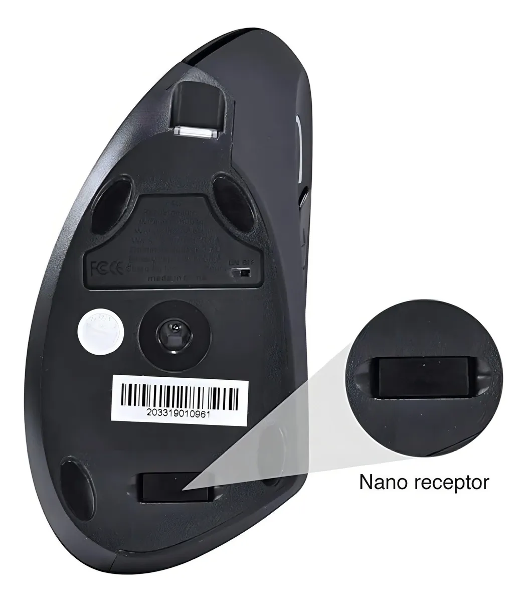 Mouse vertical sem fio recarregável Vinik PM300 preto
