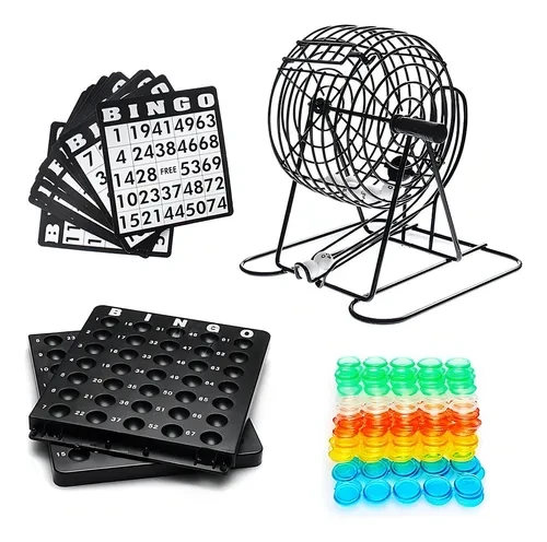 Jogo De Bingo Brinquedo Infantil Globo giratório 75 Bolas 18 Cartelas reutilizáveis Javick