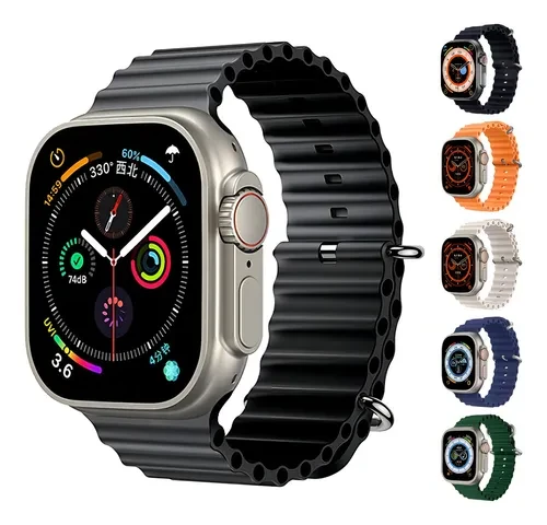 Smartwatch Xs9 Ultra 2 Série 9 Double Touch Tela Ips 5 Cores Caixa Prateado Pulseira Preto
