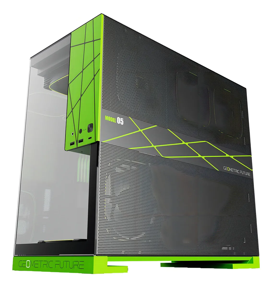 Armário para computador desktop Geometric Future GEO-M5F-BNV preto/verde