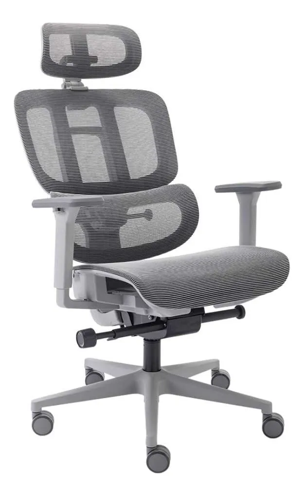 Cadeira De Escritório Ergonômica Elements Sophy Branco E Cinza Tela Mesh
